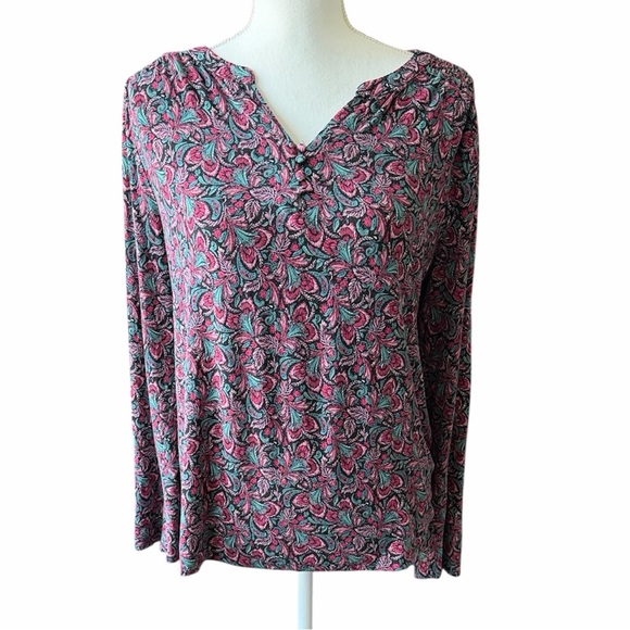 croft & barrow Tops - Croft and Barrow Floral V-Neck Top size large